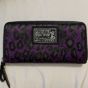 EXC Coach Poppy Ocelot Full Size Zip Around Wallet